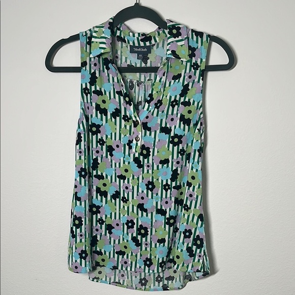 ModCloth Retro 70s Floral Stripe Tank Blouse | Size XS - Picture 1 of 5